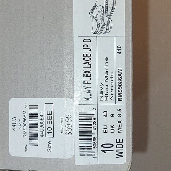 Like New Men's Kenneth Cole Reaction Navy Klay Flex Lace Up Shoes (10W) - Picture 10 of 10